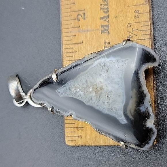 Solar Quartz 925 Sterling Silver Unisex Necklace Large Pendant & Bale EUC - Picture 7 of 8